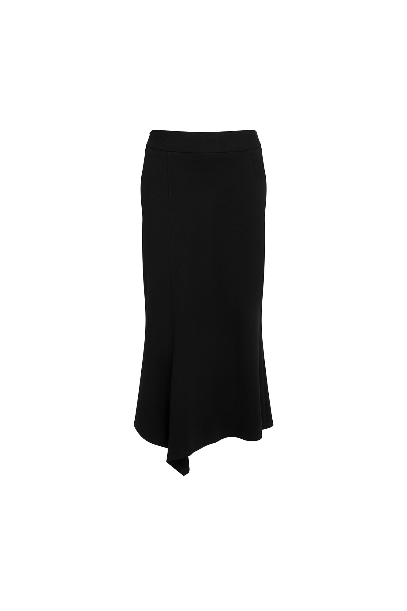Black Asymmetric Midi Skirt