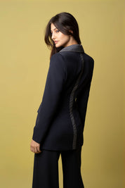 Navy Micro-Check Blazer