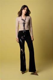Black Bird & Branches Flare Jean