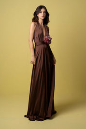 Chocolate Maxi Dress Halter