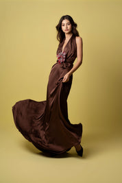 Chocolate Maxi Dress Halter