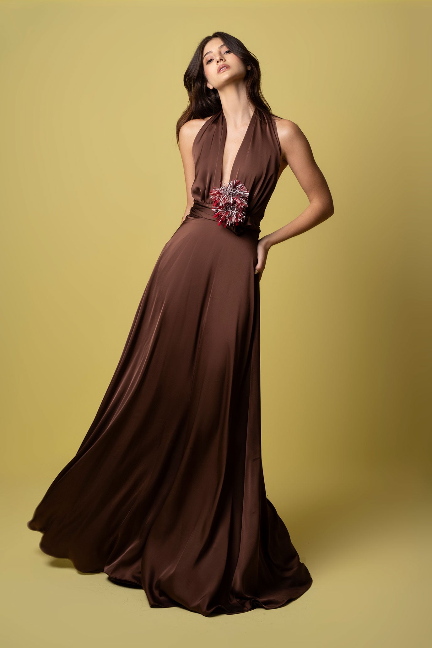 Chocolate Maxi Dress Halter