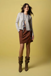 Double Topstitch Mini Skirt – Chocolate