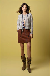 Double Topstitch Mini Skirt – Chocolate