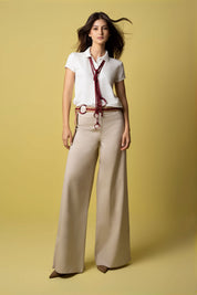 Wide-Leg Drill Pants – Sand