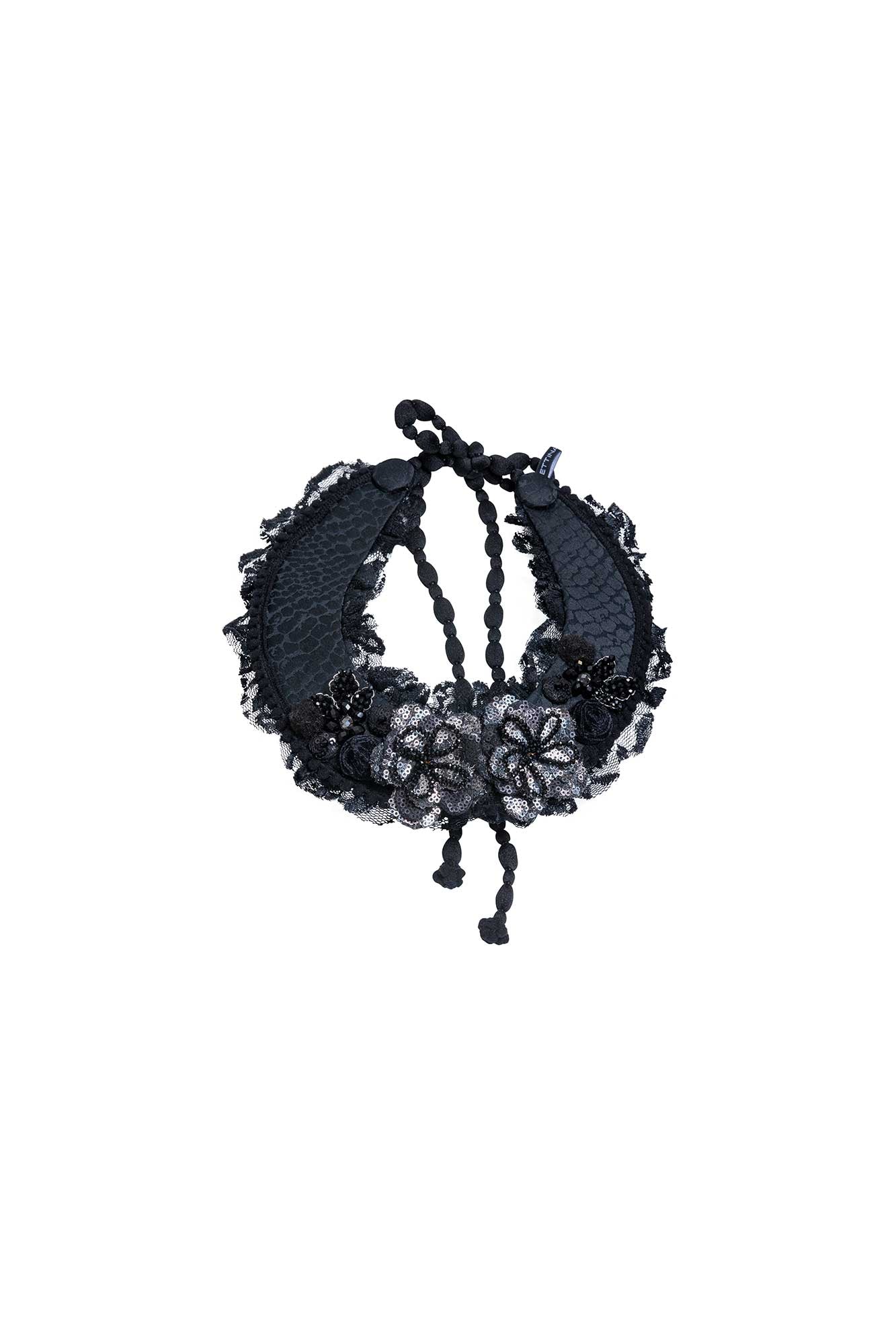 Duo Sequin Flower Choker – Black