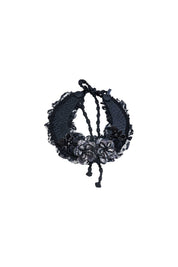 Duo Sequin Flower Choker – Black