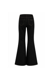 Black Bird & Branches Flare Jean