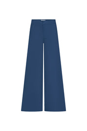 Wide-Leg Drill Pants – Blue