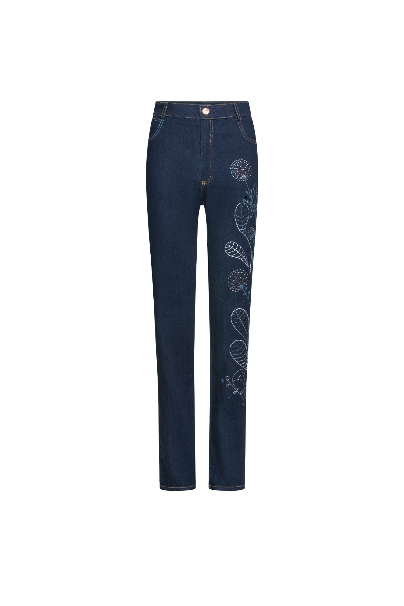 Embroidered Bird Jeans – Navy