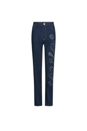 Embroidered Bird Jeans – Navy