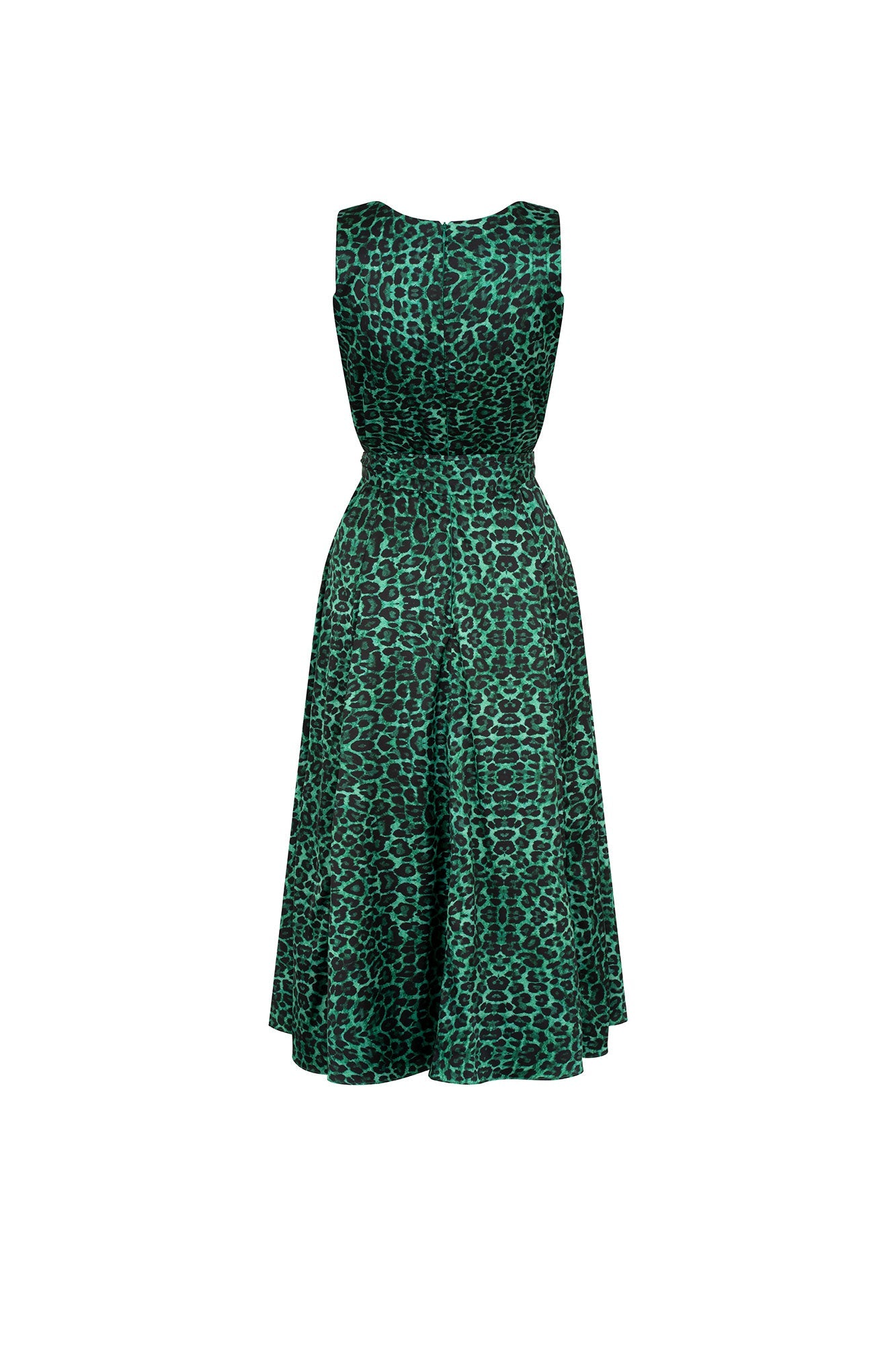 Midi Vestido Cinta Tira Est. Felino Verde