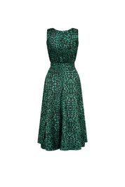 Midi Vestido Cinta Tira Est. Felino Verde