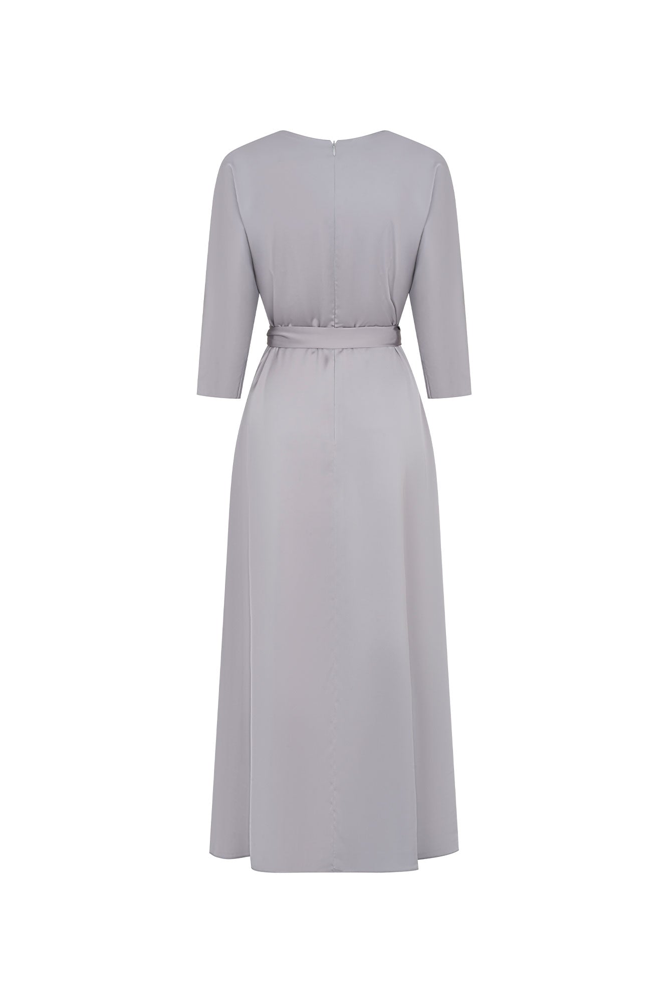 Silver Midi Dress with Strap Sleeve