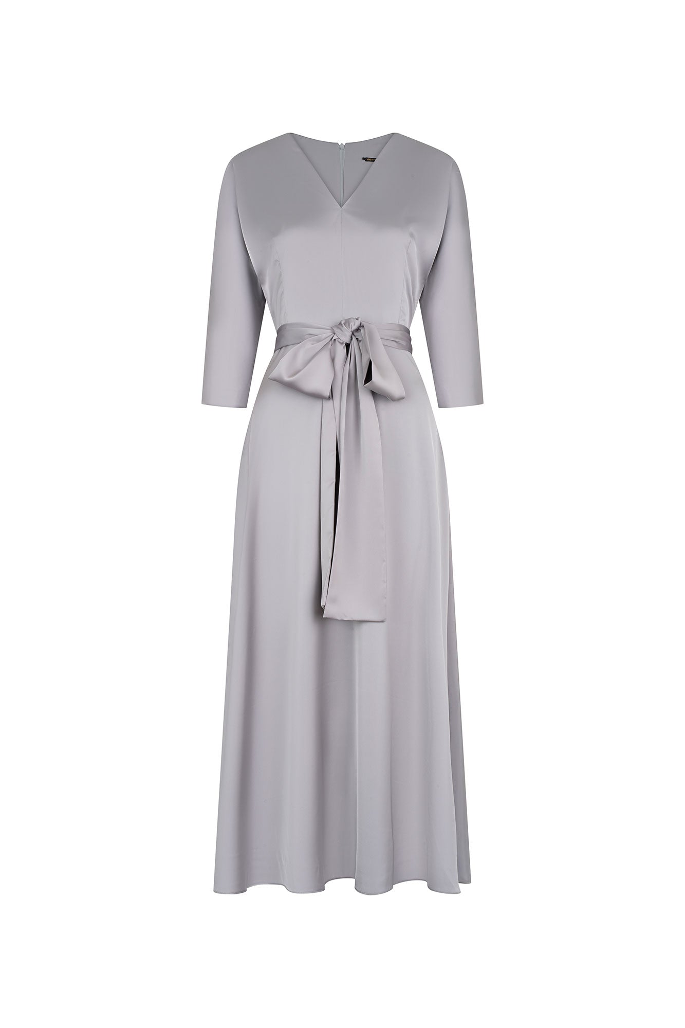 Silver Midi Dress with Strap Sleeve