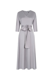 Silver Midi Dress with Strap Sleeve