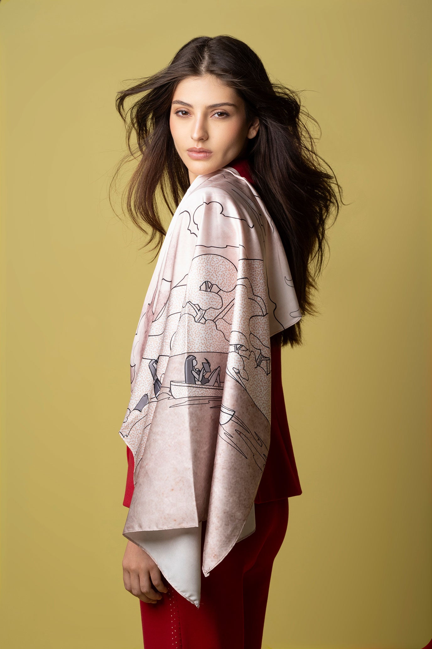 The Carlota Scarf — Ochre Print