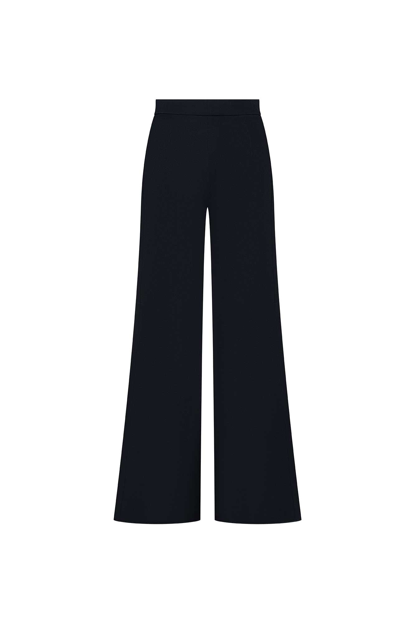 The Gaby Black Wide-Leg Trousers — back view with high wide waistband and Bettina Spitz label