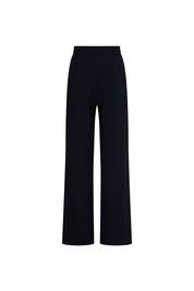 Pantalón Gaby Recto Azul — second full front view showing high-rise navy wide-leg straight trousers with clean waistband and straight column silhouette from hip to hem