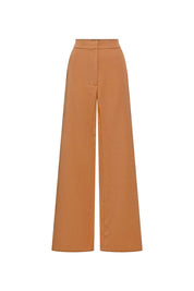 Camel Tailored Wide-Leg Pants