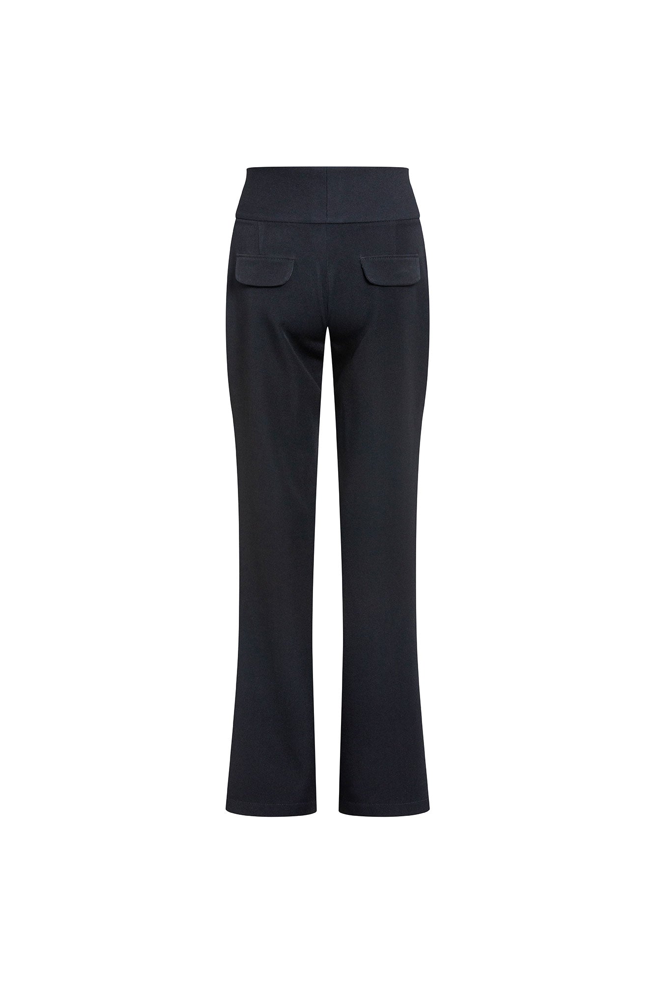 Black Wide-Waist Flare Trousers