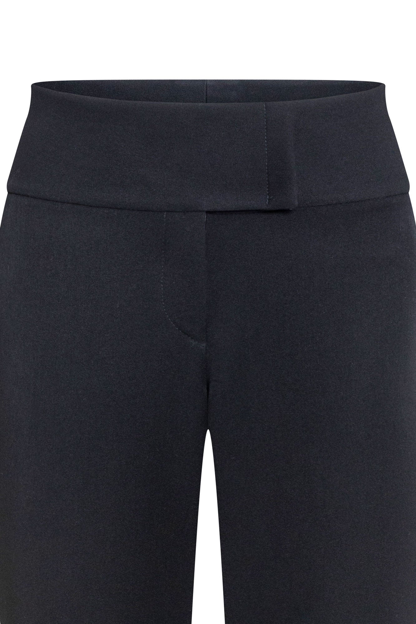 Black Wide-Waist Flare Trousers