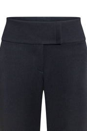 Black Wide-Waist Flare Trousers