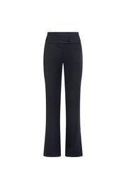Black Wide-Waist Flare Trousers