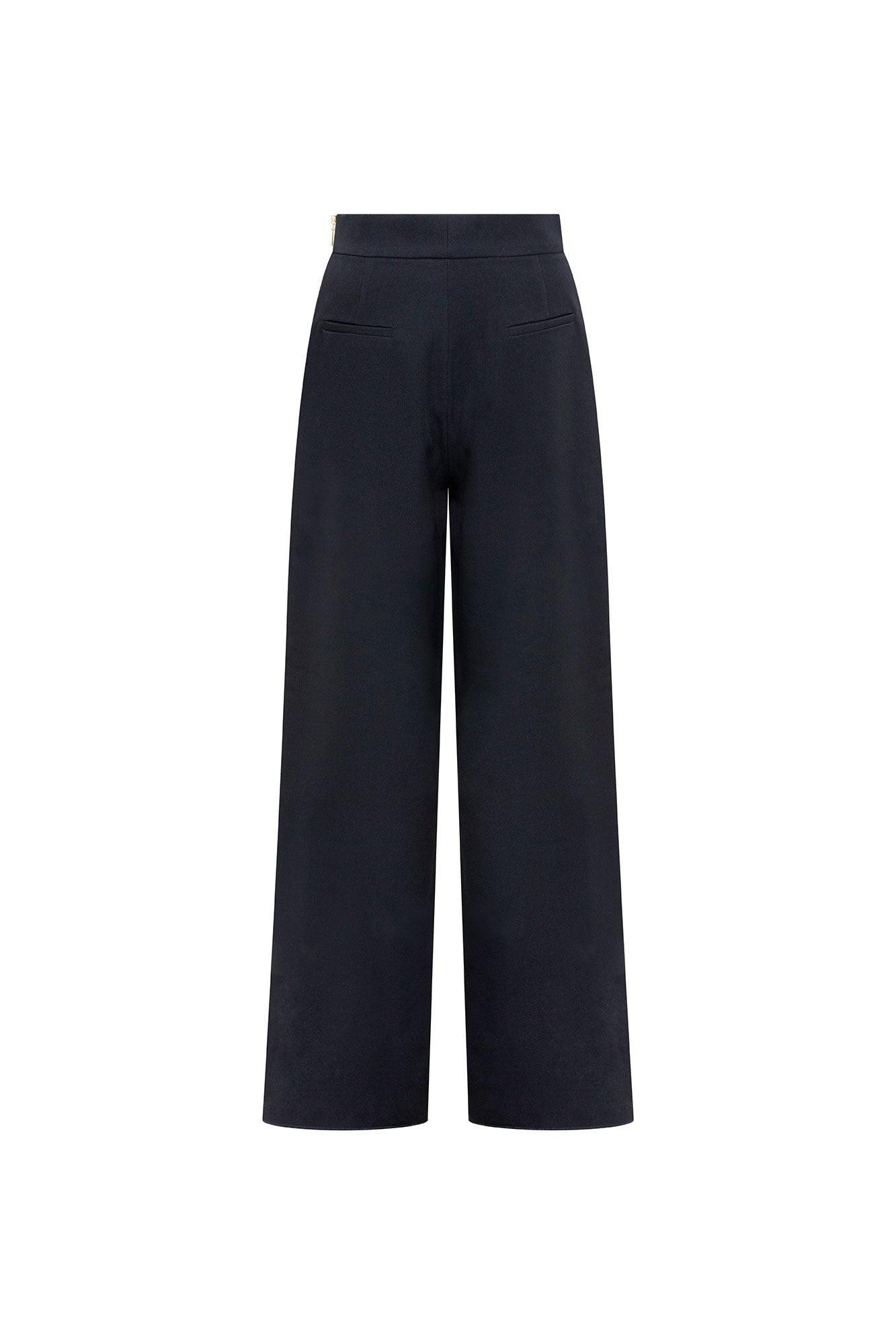 The Milo Black Wide-Leg Pants — back view, clean minimal silhouette