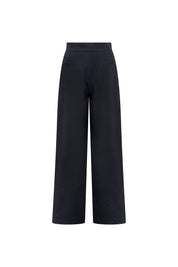 The Milo Black Wide-Leg Pants — back view, clean minimal silhouette