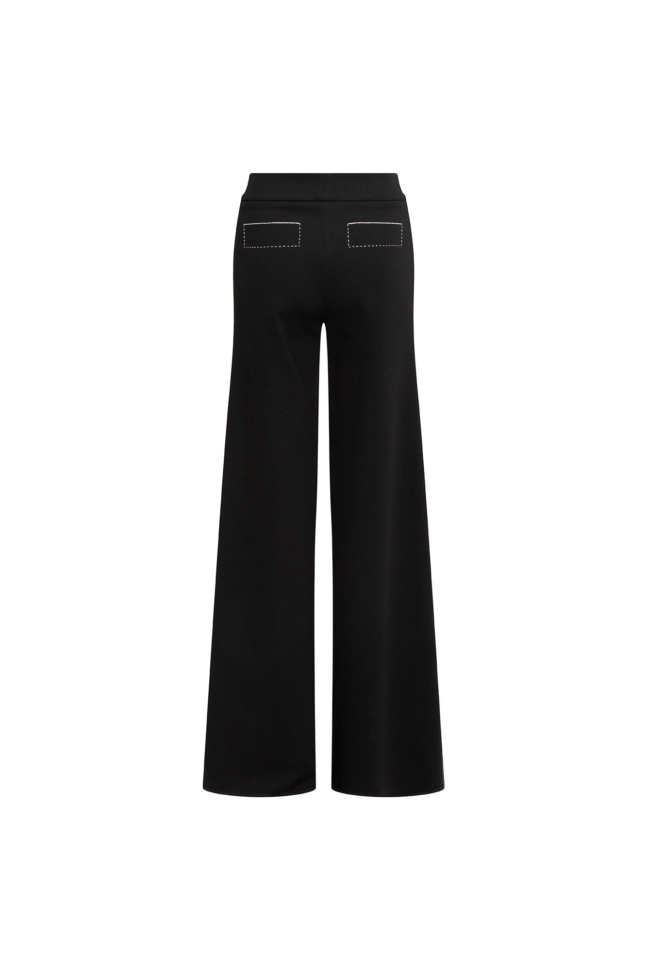 Black wide-leg cargo trousers - back view