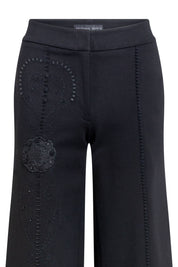 Black Wide-Leg Embroidery Pant