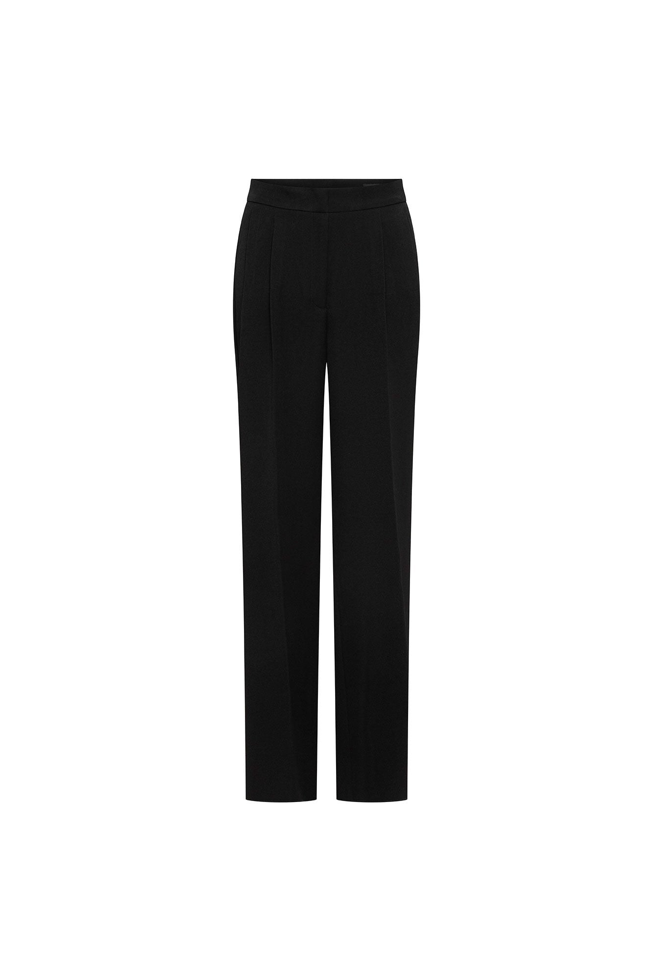 Black pleated trousers - front view