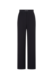 Black High-Waist Straight-Leg Trousers