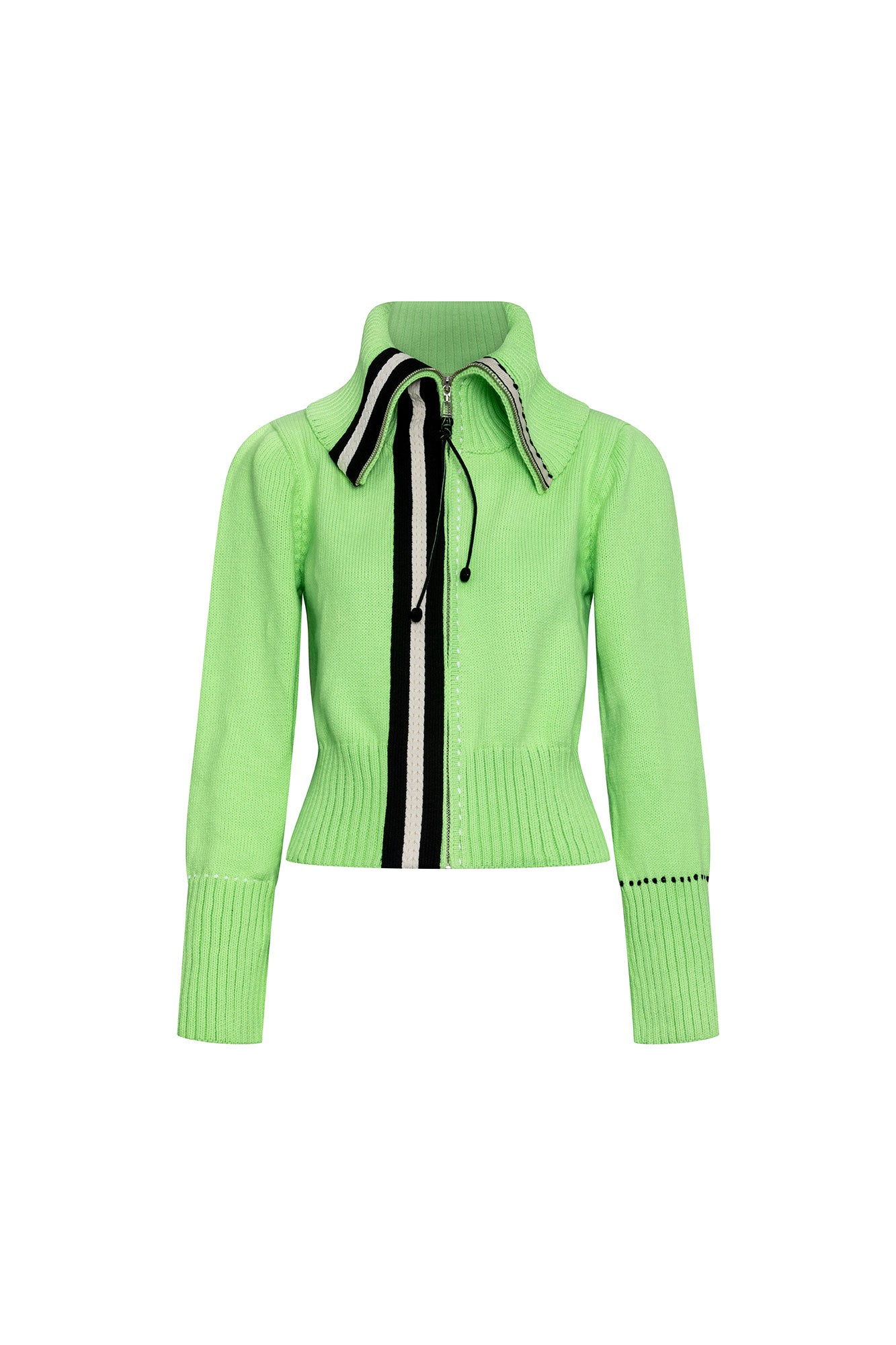 Lime Green Knit Zip Jacket