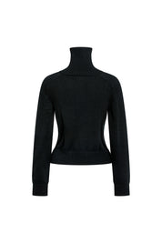 Half-Zip Branch Embroidery Sweater — Black