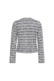 The Michell Jardín Grey Tweed Jacket — back view with clean salt-and-pepper tweed silhouette