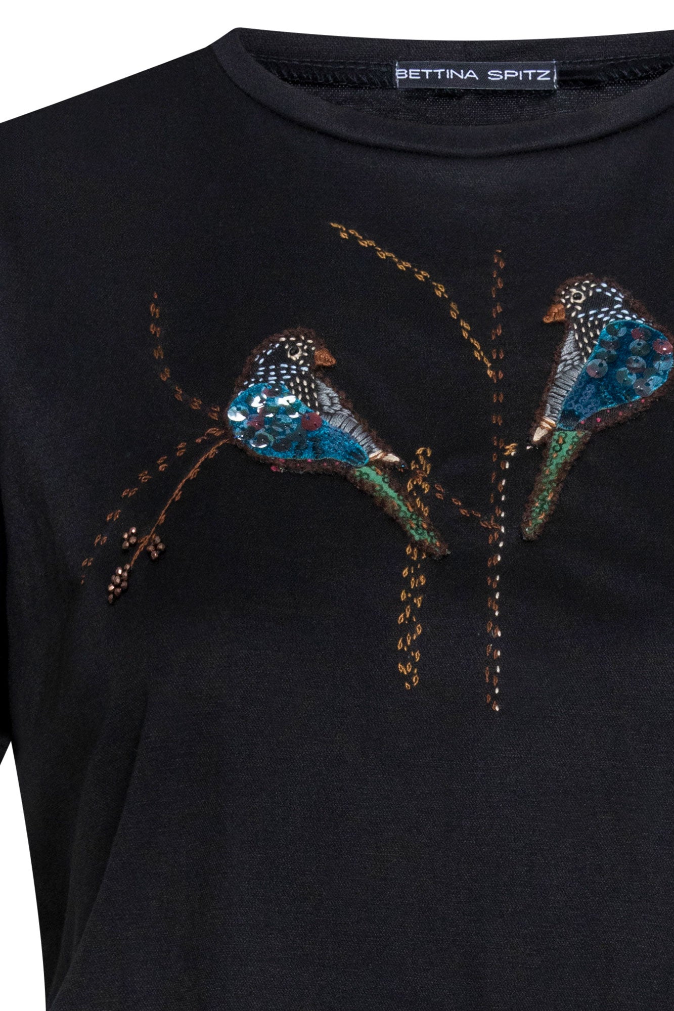 The Azulejo — Embroidered Hummingbird Black T-shirt