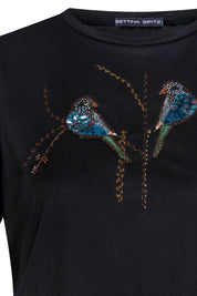 The Azulejo — Embroidered Hummingbird Black T-shirt