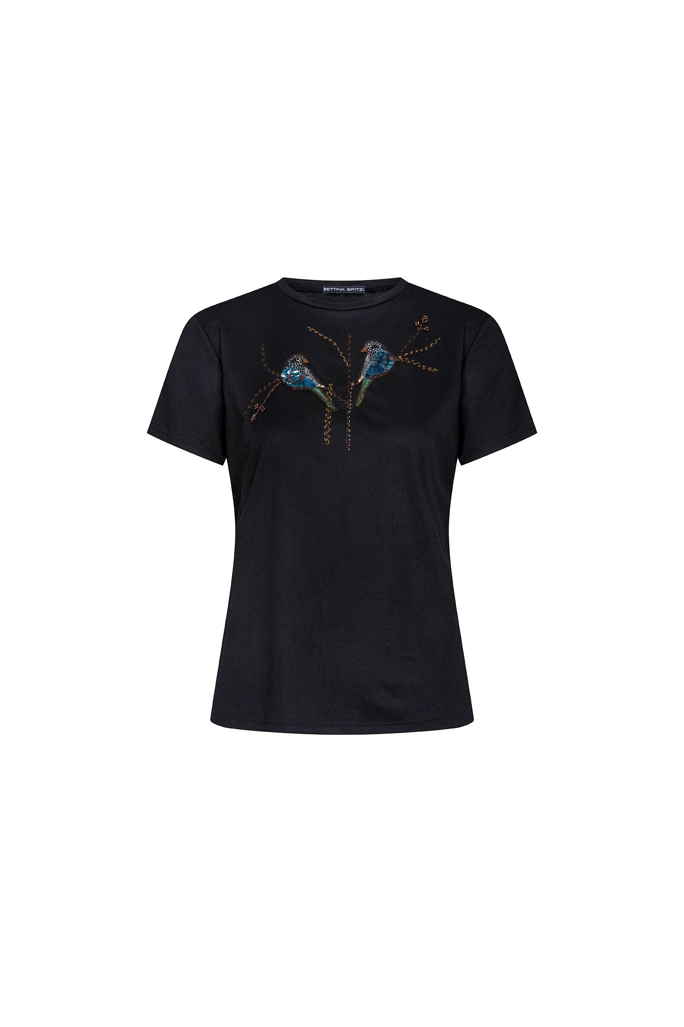 The Azulejo — Embroidered Hummingbird Black T-shirt