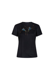 The Azulejo — Embroidered Hummingbird Black T-shirt