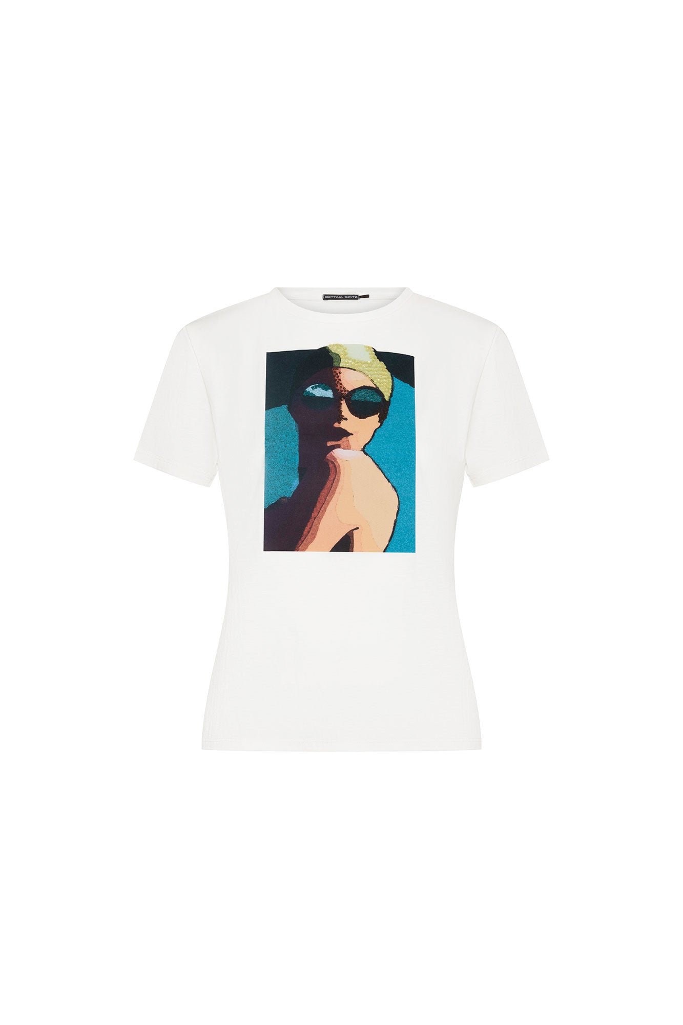 Ivory Art Print T-Shirt with Sequin Embellishment