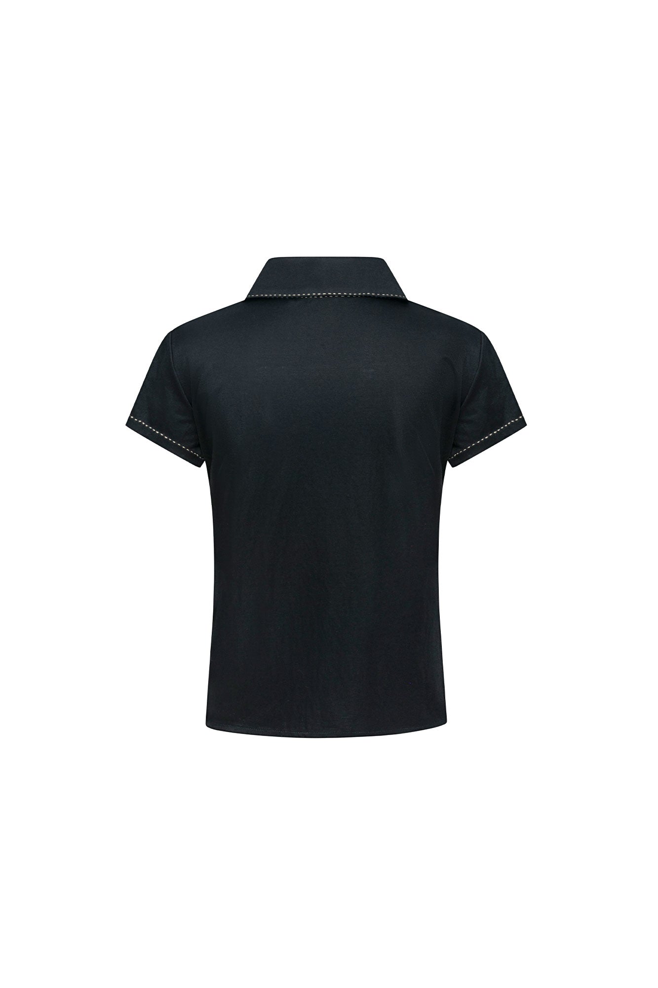 T-Shirt Polo Topstitch — Black
