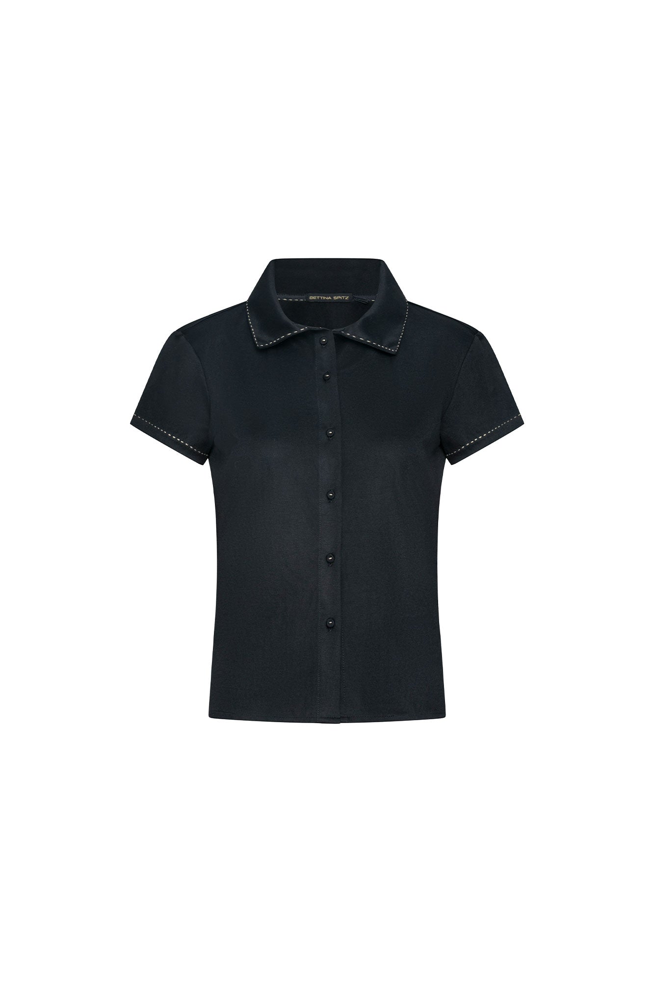 T-Shirt Polo Topstitch — Black