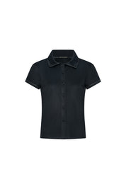 T-Shirt Polo Topstitch — Black