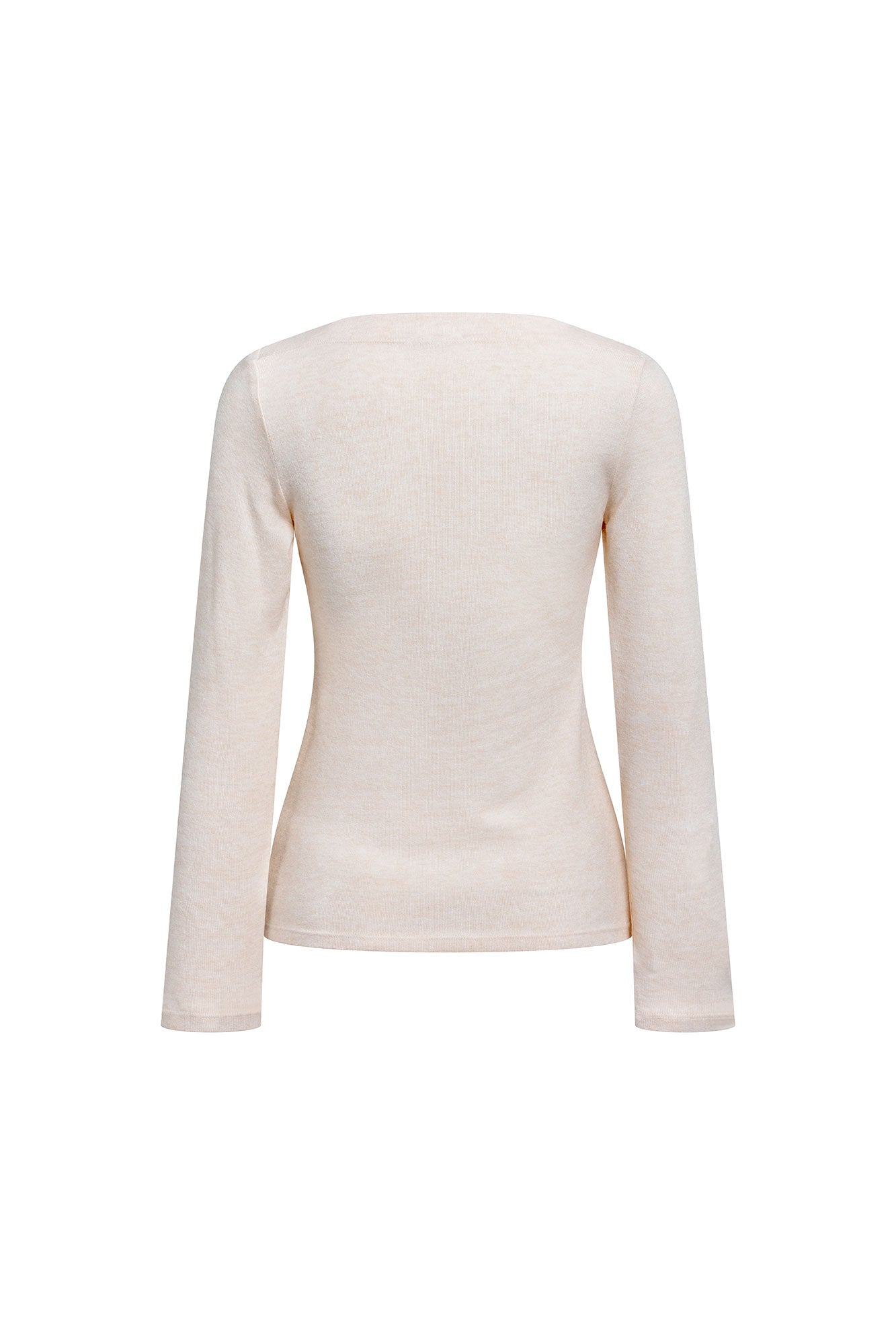 Sand Long-Sleeve Keyhole Neck Top