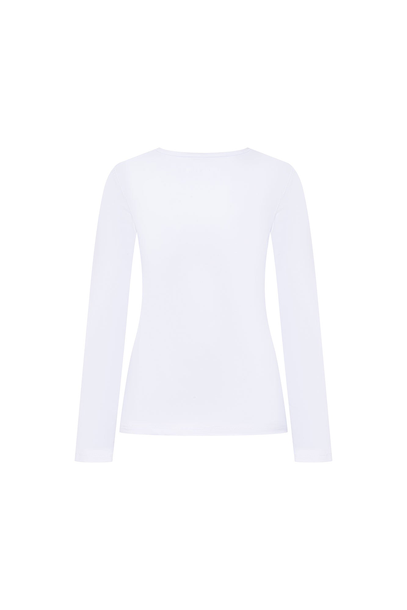 White V-Neck Long Sleeve Top