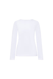 White V-Neck Long Sleeve Top