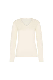 The V-Neck Long Sleeve Top — Ivory