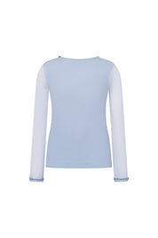 Top Mallita Cuello Brillos Celeste